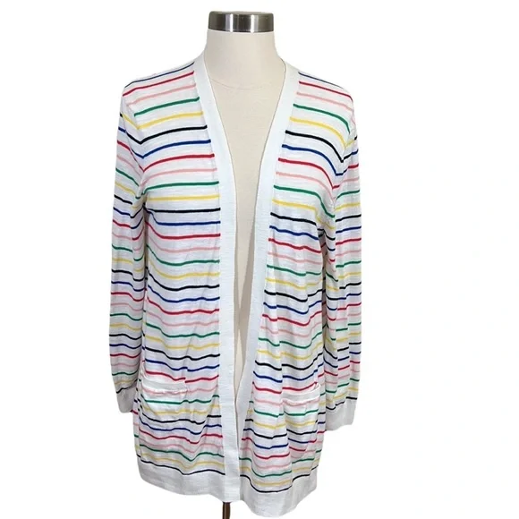 ✨SOLD✨J Crew Factory Rainbow Striped Open Front - Picture 1 of 6